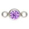 Sterling Silver Cubic Zirconia Round Bezel Connector Light Amethyst 3mm
