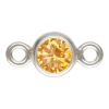 Sterling Silver Cubic Zirconia Round Bezel Connector Champagne 3mm