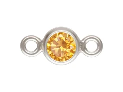 Sterling Silver Cubic Zirconia Round Bezel Connector Champagne 3mm