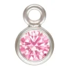 Sterling Silver Cubic Zirconia Round Bezel Drop Connector,pink, 3mm