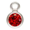Sterling Silver Cubic Zirconia Round Bezel Drop Connector,garnet, 3mm