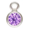 Sterling Silver Cubic Zirconia Round Bezel Drop Connector,light Amethyst, 3mm