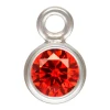 Sterling Silver Cubic Zirconia Round Bezel Drop Connector,ruby, 3mm