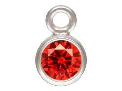 Sterling Silver Cubic Zirconia Round Bezel Drop Connector,ruby, 3mm