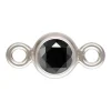 Sterling Silver Cubic Zirconia Round Bezel Connector Black 3mm