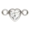 Sterling Silver Cubic Zirconia Heart Bezel Connector White, 3mm
