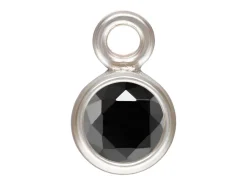 Sterling Silver Cubic Zirconia Round Bezel Drop Connector,black, 3mm