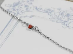 Sterling Silver Cubic Zirconia Heart Bezel Connector Garnet, 3mm