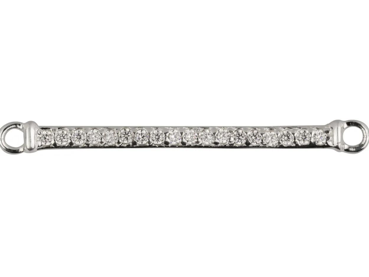 Sterling Silver Cubic Zirconia Grain Set Bar 30mm
