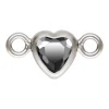 Sterling Silver Cubic Zirconia Heart Bezel Connector Black, 3mm