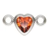 Sterling Silver Cubic Zirconia Heart Bezel Connector Ruby, 3mm