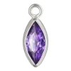 Sterling Silver Cubic Zirconia Marquise Bezel Drop Connector Amethyst, 3mm X 6.0mm