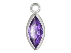 Sterling Silver Cubic Zirconia Marquise Bezel Drop Connector Amethyst, 3mm X 6.0mm
