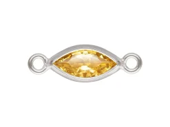 Sterling Silver Cubic Zirconia Marquise Bezel Connector Champagne, 3mm X 6.0mm