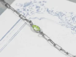 Sterling Silver Cubic Zirconia Marquise Bezel Connector Lime, 3mm X 6.0mm