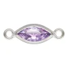 Sterling Silver Cubic Zirconia Marquise Bezel Connector Light Amethyst, 3mm X 6.0mm