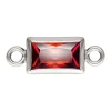 Sterling Silver Cubic Zirconia Rectangle Bezel Connector Garnet, 3mm X 5.0mm