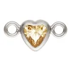 Sterling Silver Cubic Zirconia Heart Bezel Connector Champagne, 3mm