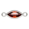 Sterling Silver Cubic Zirconia Marquise Bezel Connector Garnet, 3mm X 6.0mm