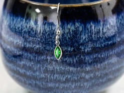 Sterling Silver Cubic Zirconia Marquise Bezel Drop Connector Green, 3mm X 6.0mm
