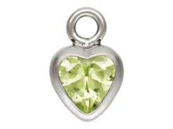 Sterling Silver Cubic Zirconia Heart Bezel Drop Connector Lime, 3mm