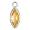 Sterling Silver Cubic Zirconia Marquise Bezel Drop Connector Champagne, 3mm X 6.0mm