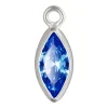 Sterling Silver Cubic Zirconia Marquise Bezel Drop Connector Sapphire, 3mm X 6.0mm