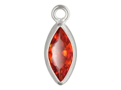 Sterling Silver Cubic Zirconia Marquise Bezel Drop Connector Ruby, 3mm X 6.0mm