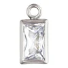 Sterling Silver Cubic Zirconia Rectangle Bezel Drop Connector White, 3mm X 5mm