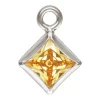 Sterling Silver Cubic Zirconia Square Bezel Drop Connector Champagne, 3mm