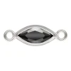 Sterling Silver Cubic Zirconia Marquise Bezel Connector Black, 3mm X 6.0mm