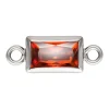 Sterling Silver Cubic Zirconia Rectangle Bezel Connector Ruby, 3mm X 5mm