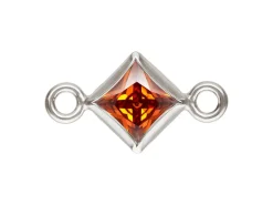 Sterling Silver Cubic Zirconia Square Bezel Connector Ruby, 3mm