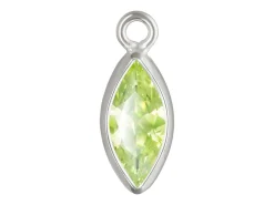 Sterling Silver Cubic Zirconia Marquise Bezel Drop Connector Lime, 3mm X 6.0mm