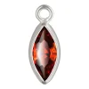 Sterling Silver Cubic Zirconia Marquise Bezel Drop Connector Garnet, 3mm X 6.0mm