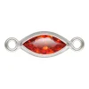 Sterling Silver Cubic Zirconia Marquise Bezel Connector Ruby, 3mm X 6.0mm