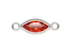 Sterling Silver Cubic Zirconia Marquise Bezel Connector Ruby, 3mm X 6.0mm