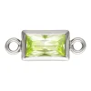 Sterling Silver Cubic Zirconia Rectangle Bezel Connector Lime, 3mm X 5mm