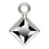 Sterling Silver Cubic Zirconia Square Bezel Drop Connector Black, 3mm