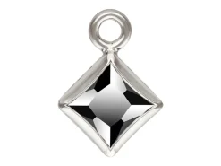 Sterling Silver Cubic Zirconia Square Bezel Drop Connector Black, 3mm