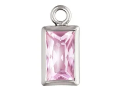 Sterling Silver Cubic Zirconia Rectangle Bezel Drop Connector Pink, 3mm X 5mm