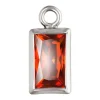 Sterling Silver Cubic Zirconia Rectangle Bezel Drop Connector Ruby, 3mm X 5mm