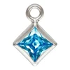 Sterling Silver Cubic Zirconia Square Bezel Drop Connector Swiss Blue, 3mm