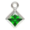 Sterling Silver Cubic Zirconia Square Bezel Drop Connector Green, 3mm