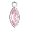 Sterling Silver Cubic Zirconia Marquise Bezel Drop Connector Pink, 3mm X 6.0mm