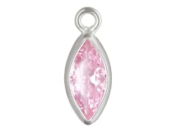Sterling Silver Cubic Zirconia Marquise Bezel Drop Connector Pink, 3mm X 6.0mm