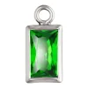 Sterling Silver Cubic Zirconia Rectangle Bezel Drop Connector Green, 3mm X 5mm