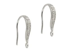 Sterling Silver Cubic Zirconia Stone Set Hookwire With Ring Pack of 2