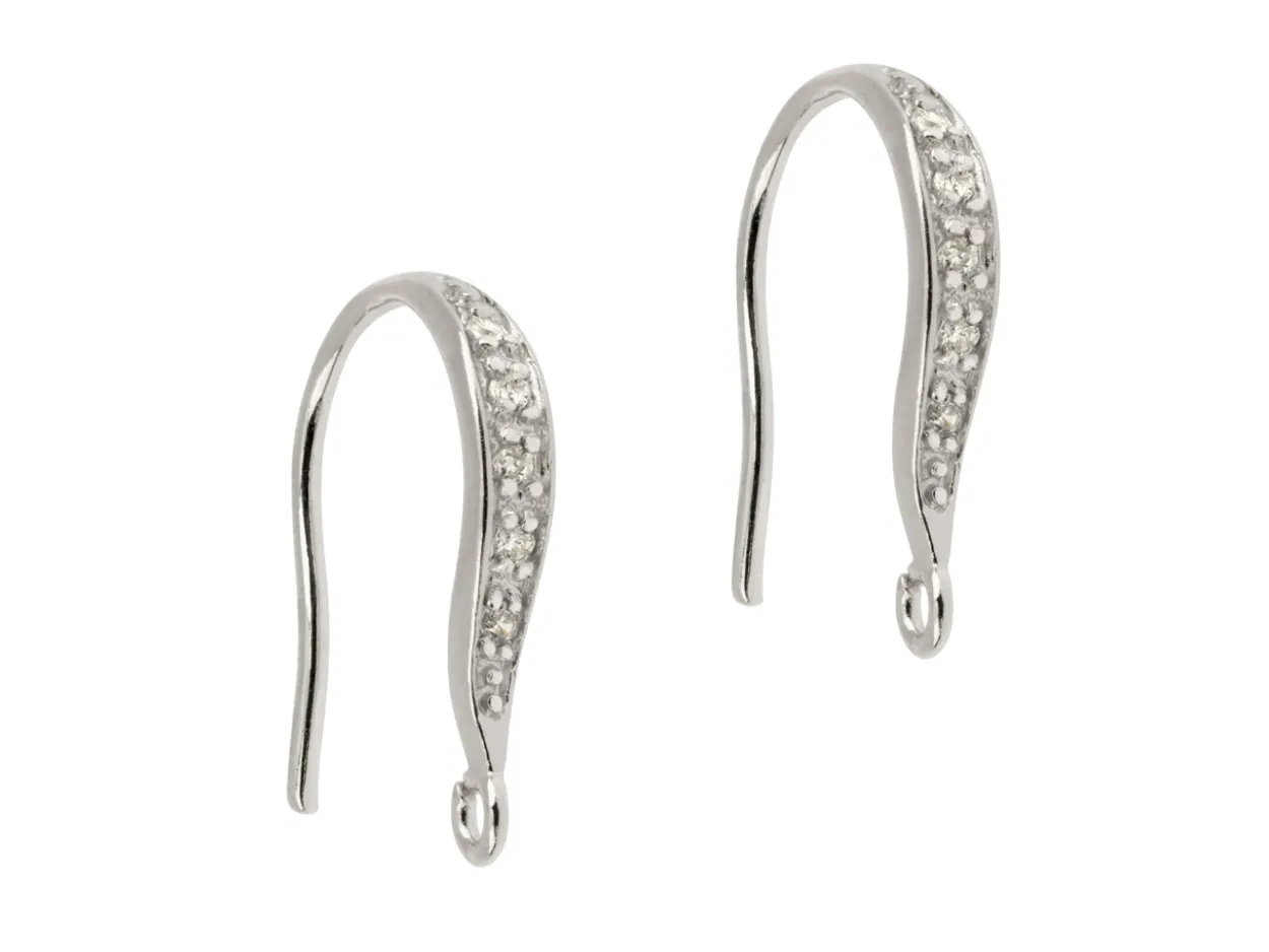Sterling Silver Cubic Zirconia Stone Set Hookwire With Ring Pack of 2