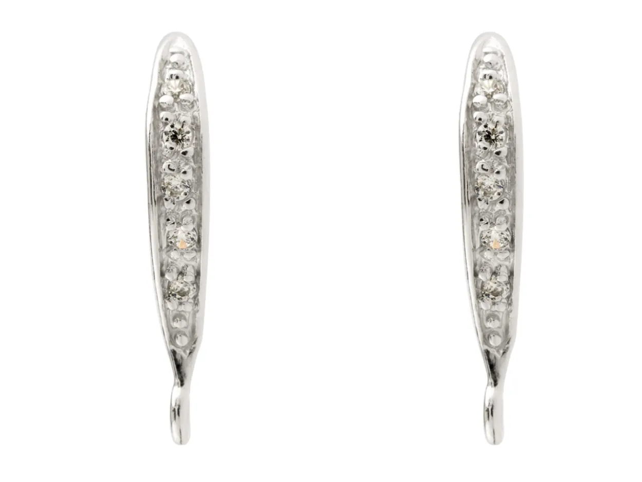 Sterling Silver Cubic Zirconia Stone Set Hookwire With Ring Pack of 2